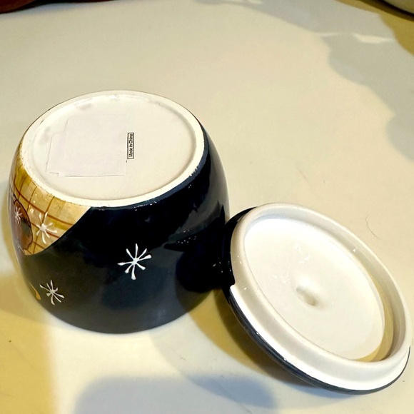 NEW VTG RARE CIC CERAMIC SANTA CLAUS APOTHECARY TRINKET DISH JAR BLACK RED CERT - Picture 6 of 6